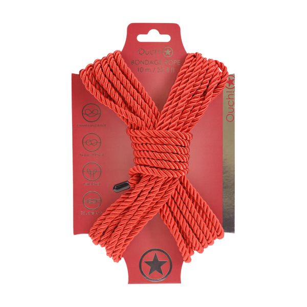 Ouch! Polyester Bondage Touw - 10 m - Rood