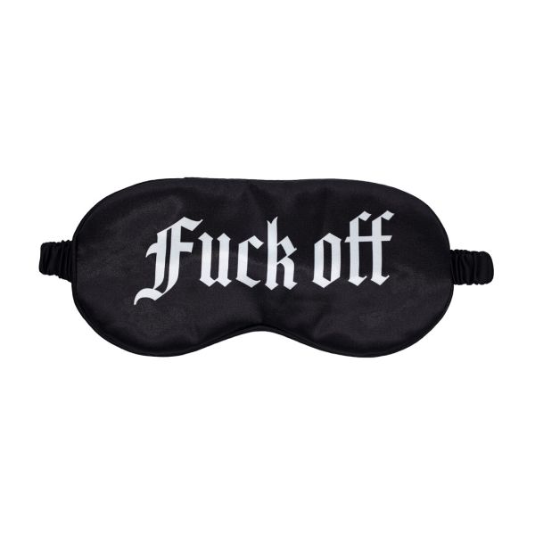 Ouch! Fuck Off - Satijnen Masker met Print - Zwart