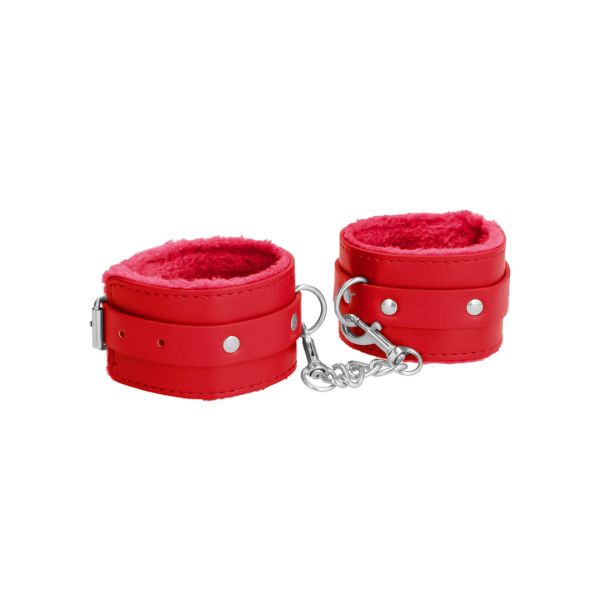 Ouch! Pluche leren handboeien - Rood