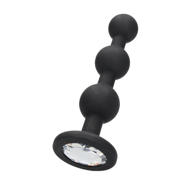 Ouch! Siliconen Buttplug met Bolletjes en Diamant