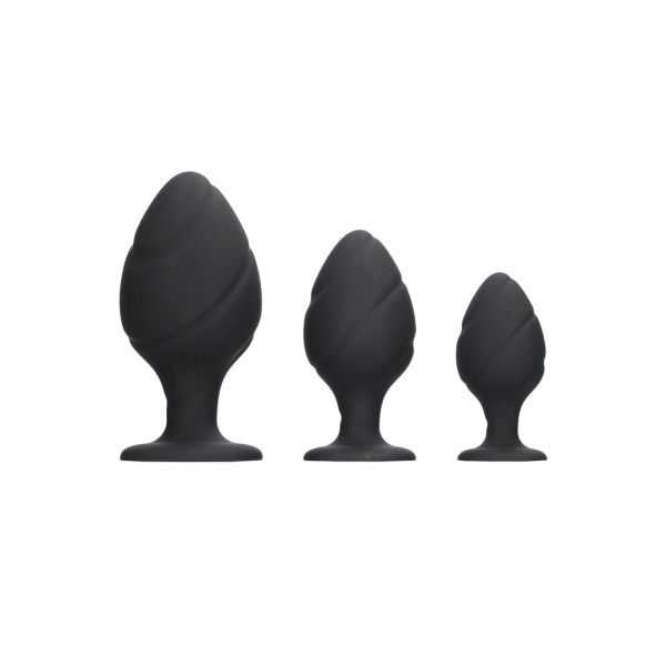Ouch! Swirled Buttplug Set - Zwart