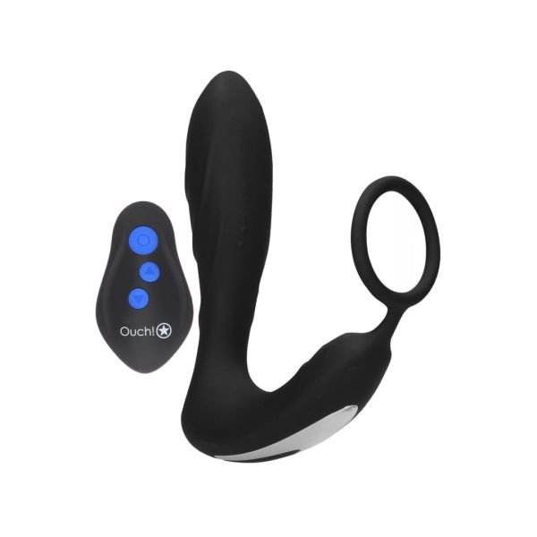 Ouch! E-stim Vibrerende Buttplug met Cockring