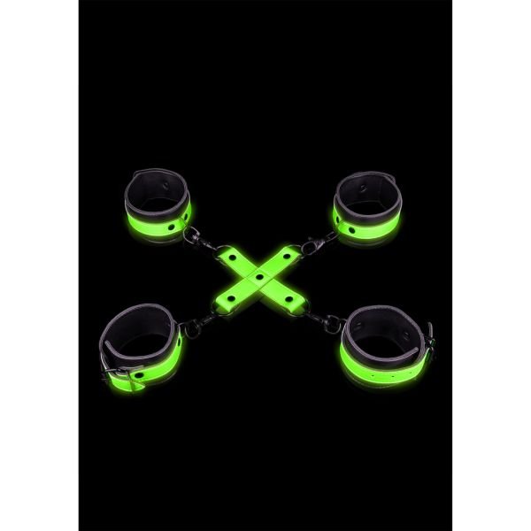 Ouch! Hand- en enkelboeien met hogtie - Glow in the Dark