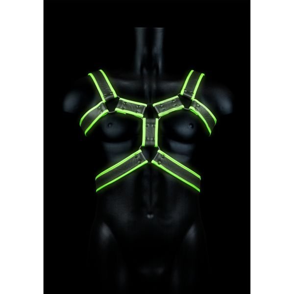 Ouch! Body Armor harnas - Glow in the Dark - S/M