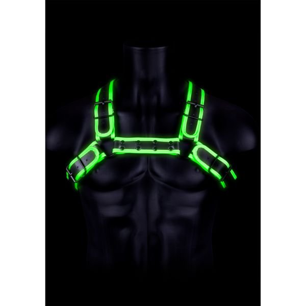 Ouch! bulldog harnas met gesp - Glow in the Dark - L/XL