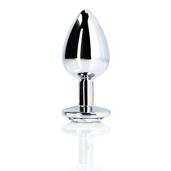 Ouch! Round Gem Buttplug - Large - Zilver/Diamant