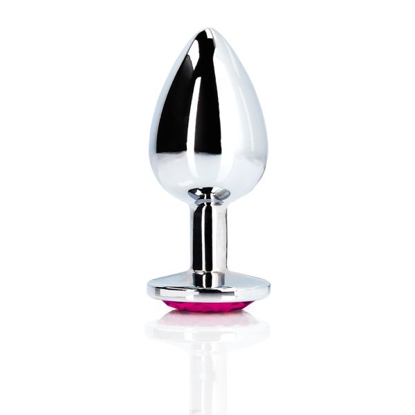 Ouch! Heart Gem Buttplug - Small - Zilver/Rubellietroze