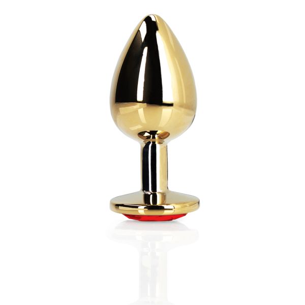 Ouch! Heart Gem Buttplug - Medium - Goud/Robijnrood