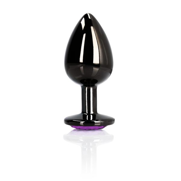 Ouch! Heart Gem Buttplug - Medium - Gunmetal/Amethistpaars