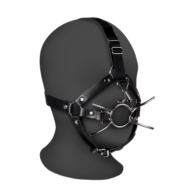 Ouch! Hoofdharnas met spider gag en neushaken - Zwart
