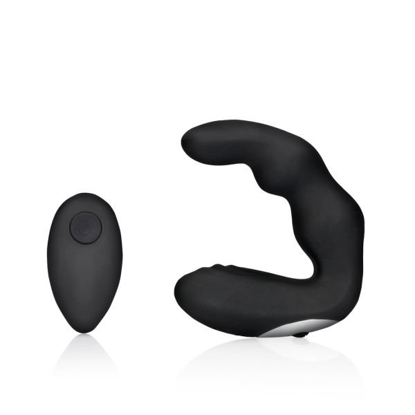 Ouch! Bent vibrerende prostaatstimulator met afstandsbediening - Zwart