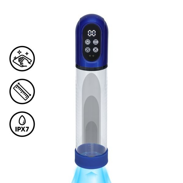 Pumped Engage - Automatische waterdichte penispomp en masturbator - Metallic blauw