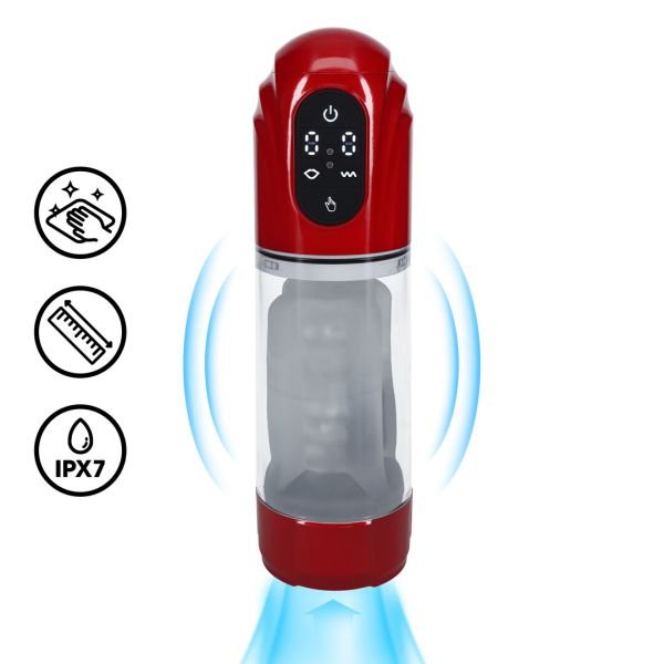 Pumped TechnoThrust - Automatische waterdichte masturbator pomp - Metallic rood