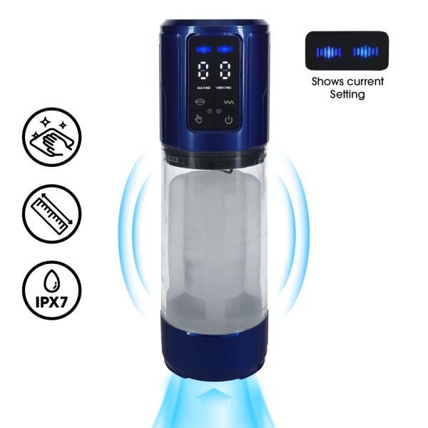 Pumped UltraLift - Automatische waterdichte masturbator pomp - Metallic blauw