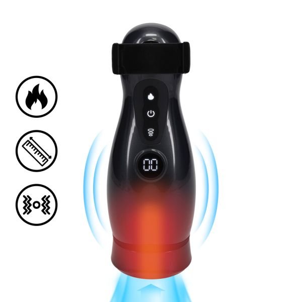 Pumped Virtuo - Zuigende en vibrerende masturbator pomp met telefoonhouder - Gunmetal