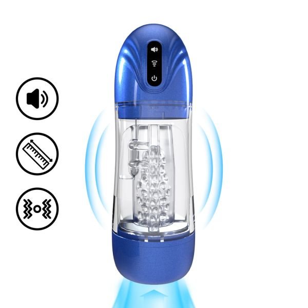 Pumped SonicPull - Masturbator penispomp met zuigkracht en vibratie - Met multimedia - Metallic blauw
