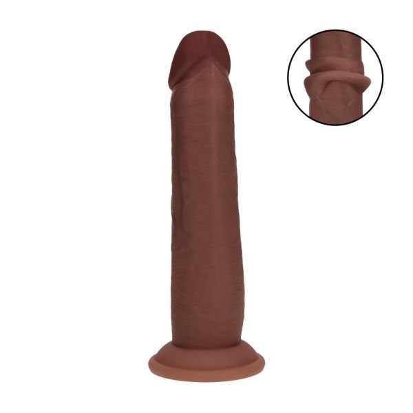 RealRock Dual Density realistische siliconen dildo met glijdende huid - 20,5 cm - Bruin