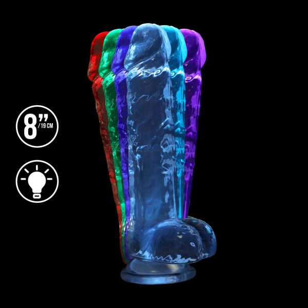 RealRock oplaadbare LED dildo met zuignap - 22 cm - Transparant
