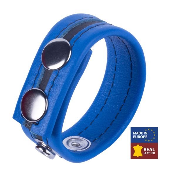 Red Leather Tippy - Leren Cockring - Blauw