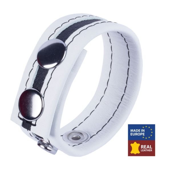 Red Leather Tippy - Leren Cockring - Wit