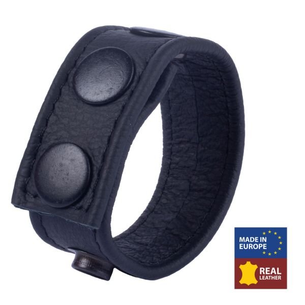 Red Leather Cocky - Verstelbare Leren Cockring - Zwart