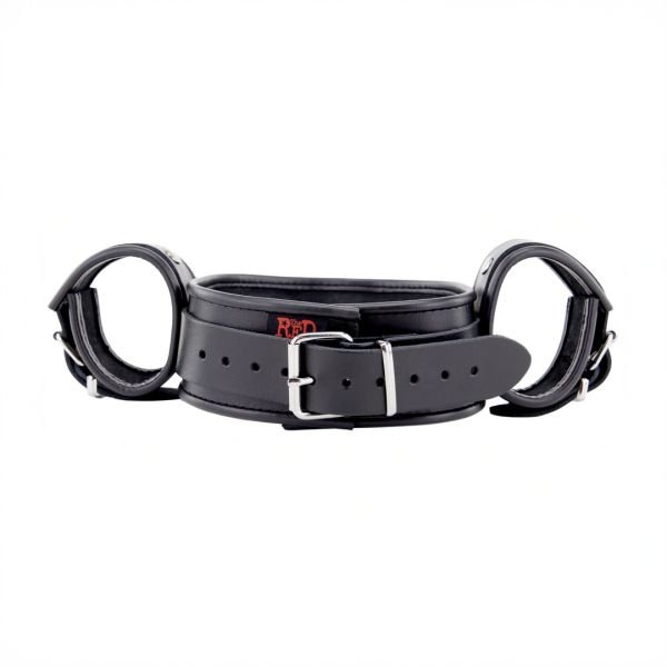 Red Leather Leren nek- en handboeien - Zwart
