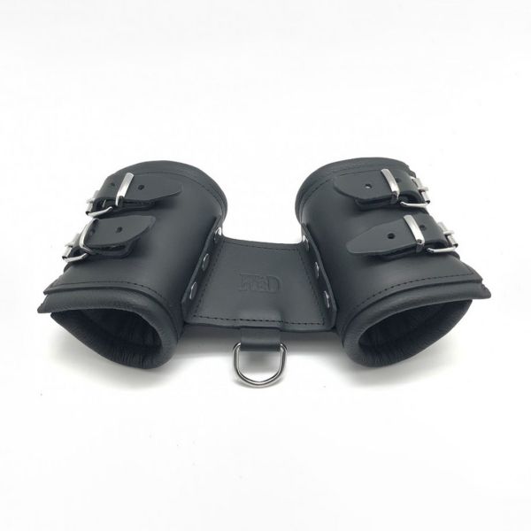 Red Leather Leren dubbele handboeien - Zwart
