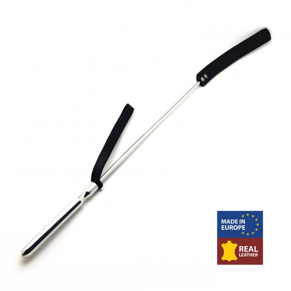 Red Leather Zweep - Metaal en leer - 70,5 cm - Zwart/Zilver