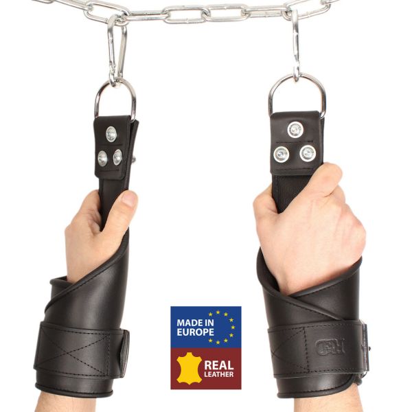 Red Leather Leren suspensie handboeien - Zwart