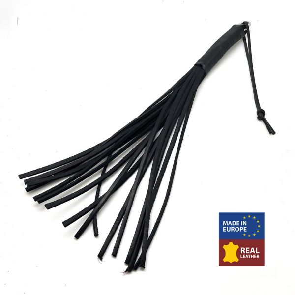 Red Leather Martinet met leren staarten - 43 cm - Zwart