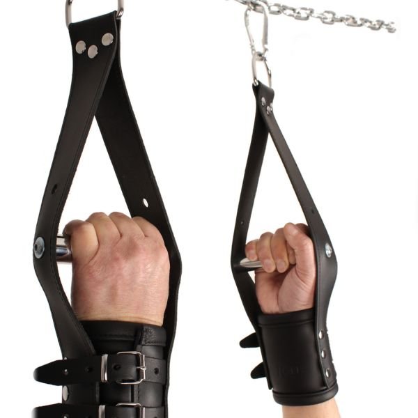 Red Leather Deluxe leren suspensie handboeien - Zwart