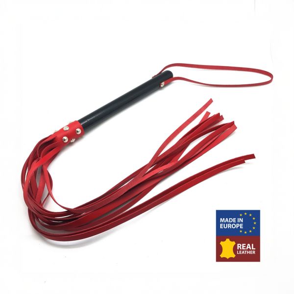 Red Leather Houten martinet met leren staarten - 78 cm - Rood