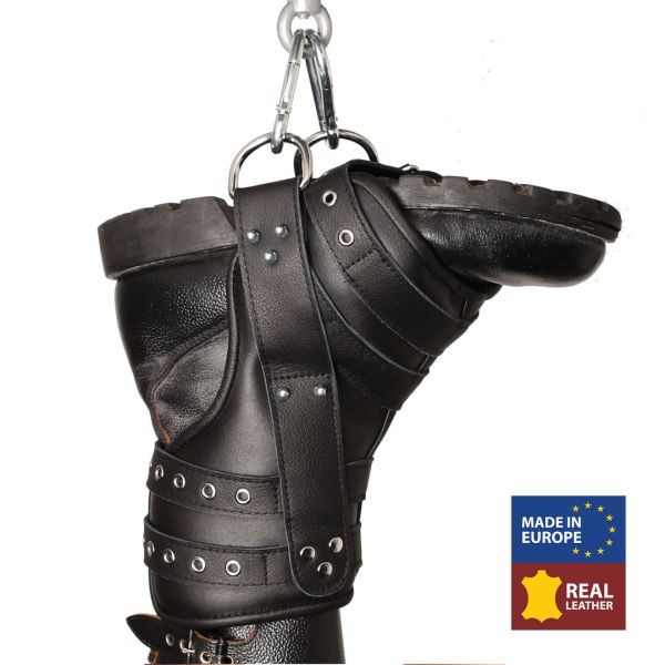 Red Leather Deluxe set van 2 leren beenhangers - Zwart