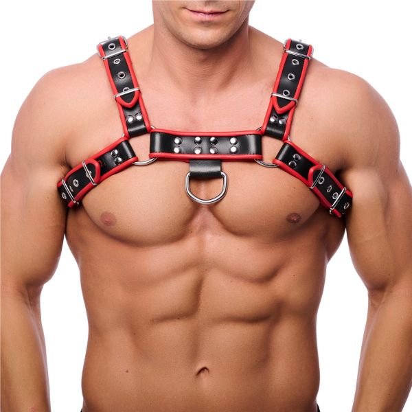 Red Leather Premium leren harnas - S/M - Zwart/Rood