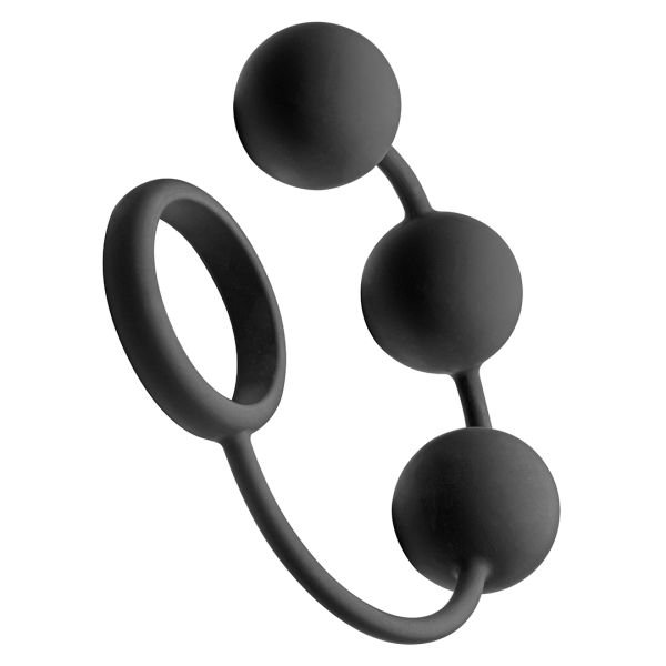 XR Brands Siliconen Cockring met 3 Verzwaarde Ballen