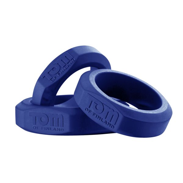 XR Brands 3-delige siliconen cockring set - Blauw