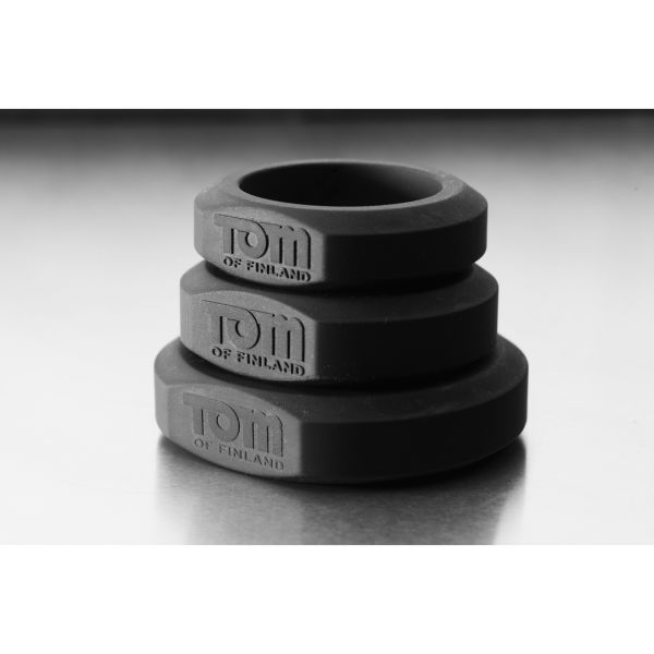 XR Brands 3-delige Siliconen Cockring Set - Grijs