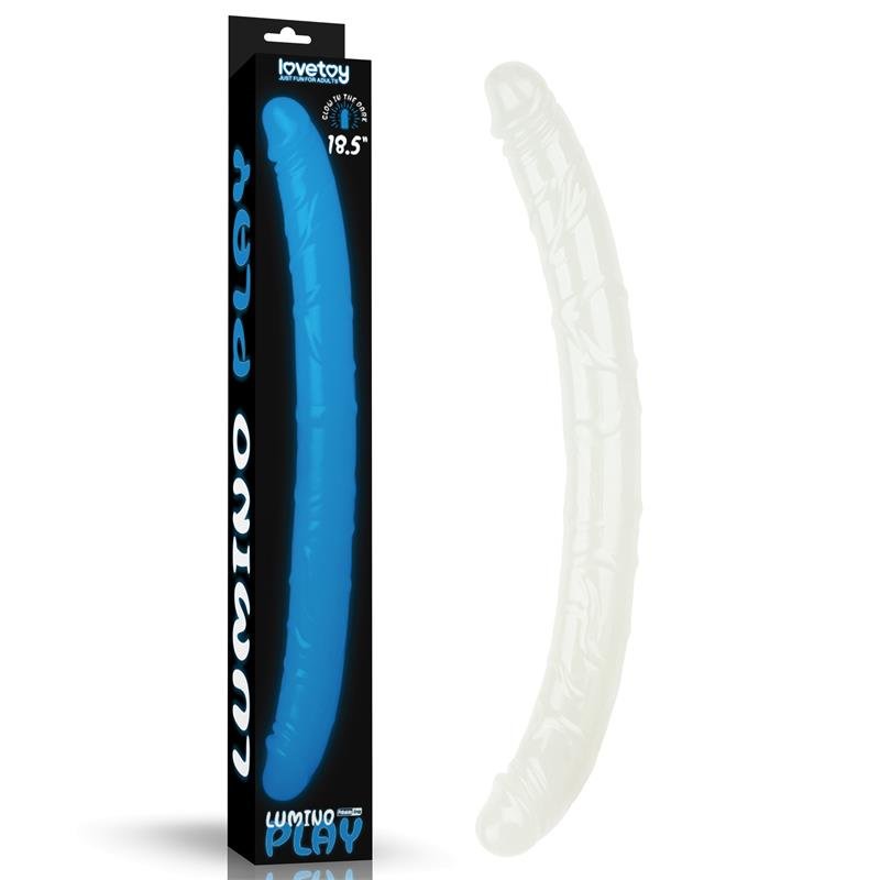 Double dildo Lumino Blue 18.5