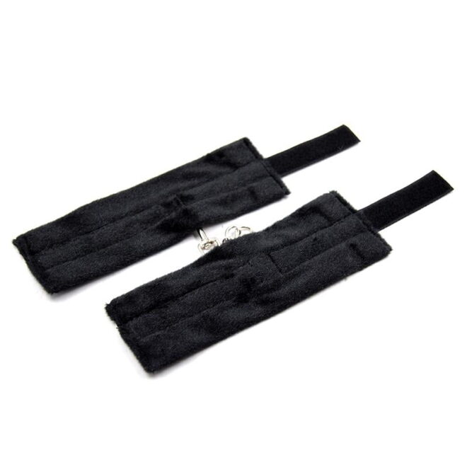 Handcuffs With Velcro With Long Black Fur