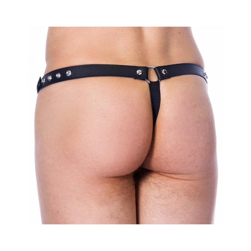 Leather G-string Adjustable Black