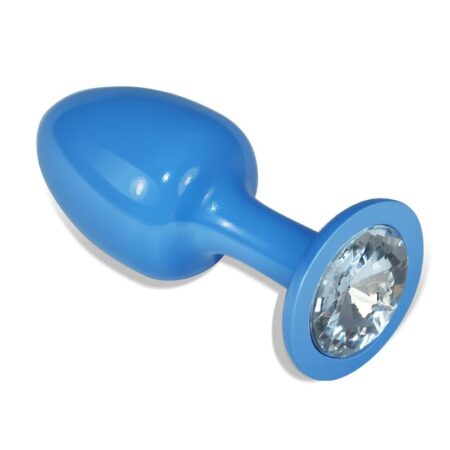 Butt Plug Blue Rosebud & Clear Jewel