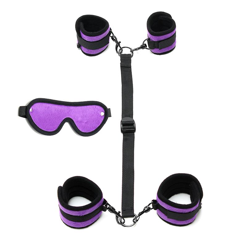 Ankle Hand Cuffs & Mask Adjustable Purple