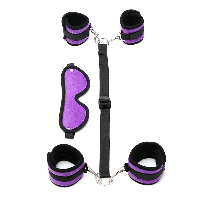 Ankle Hand Cuffs & Mask Adjustable Purple